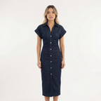Elegantne Midi Denim Kleid