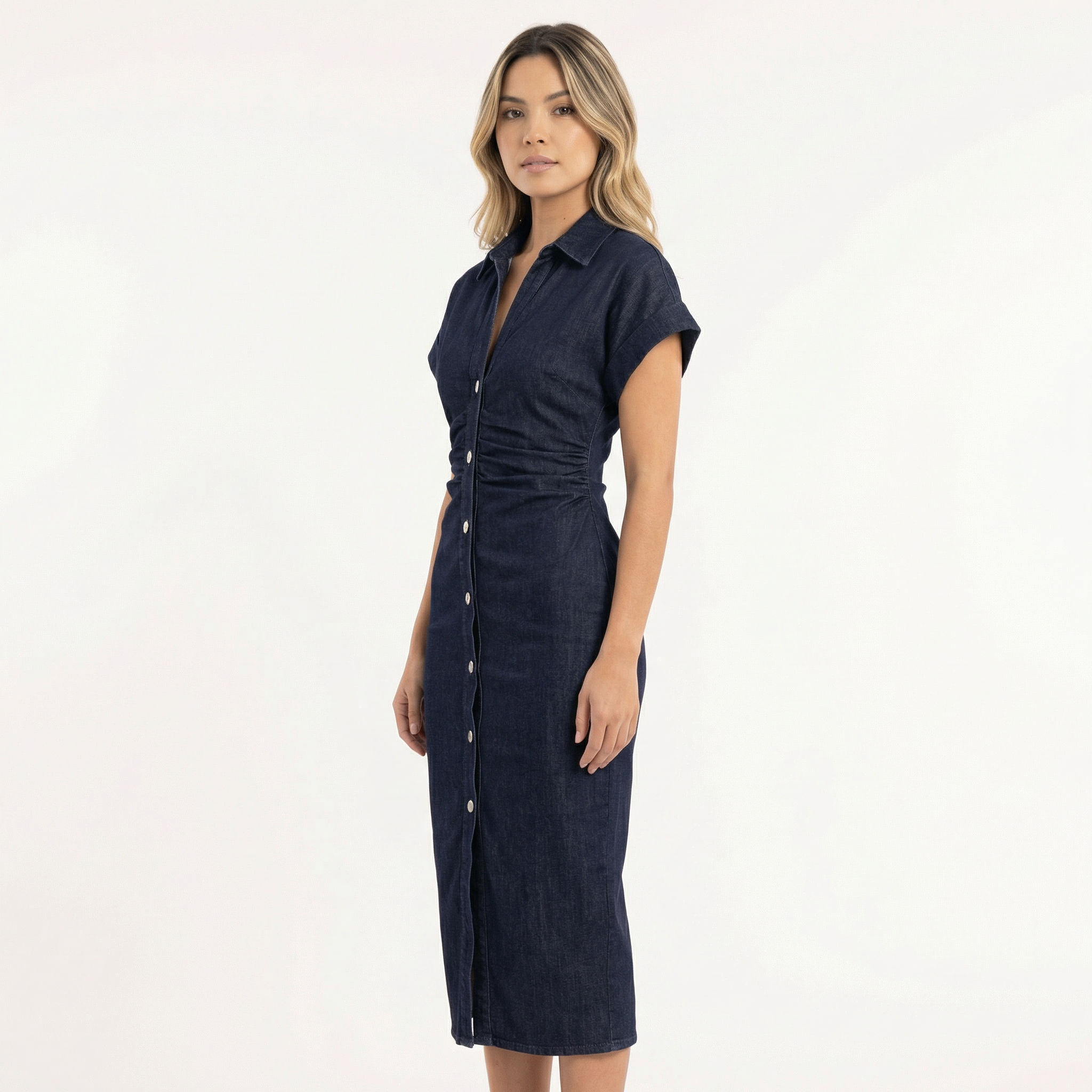 Elegantne Midi Denim Kleid