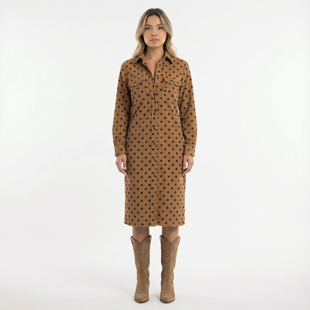Naiste Midi Camisero Kleit