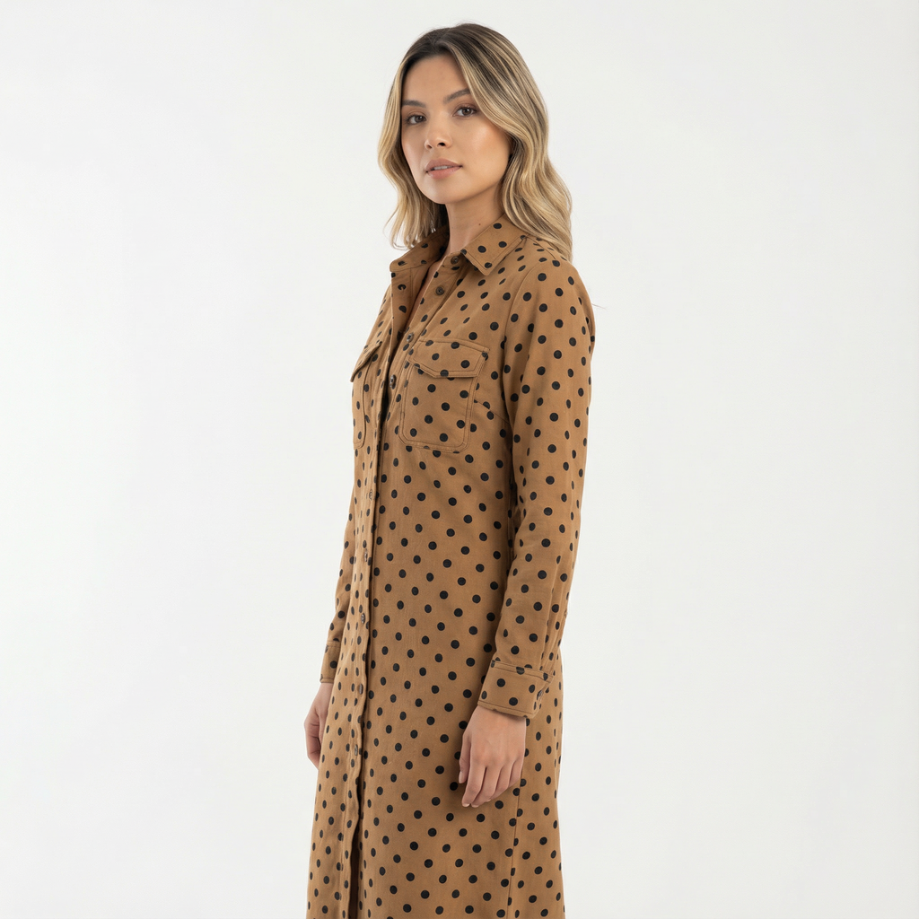 Naiste Midi Camisero Kleit