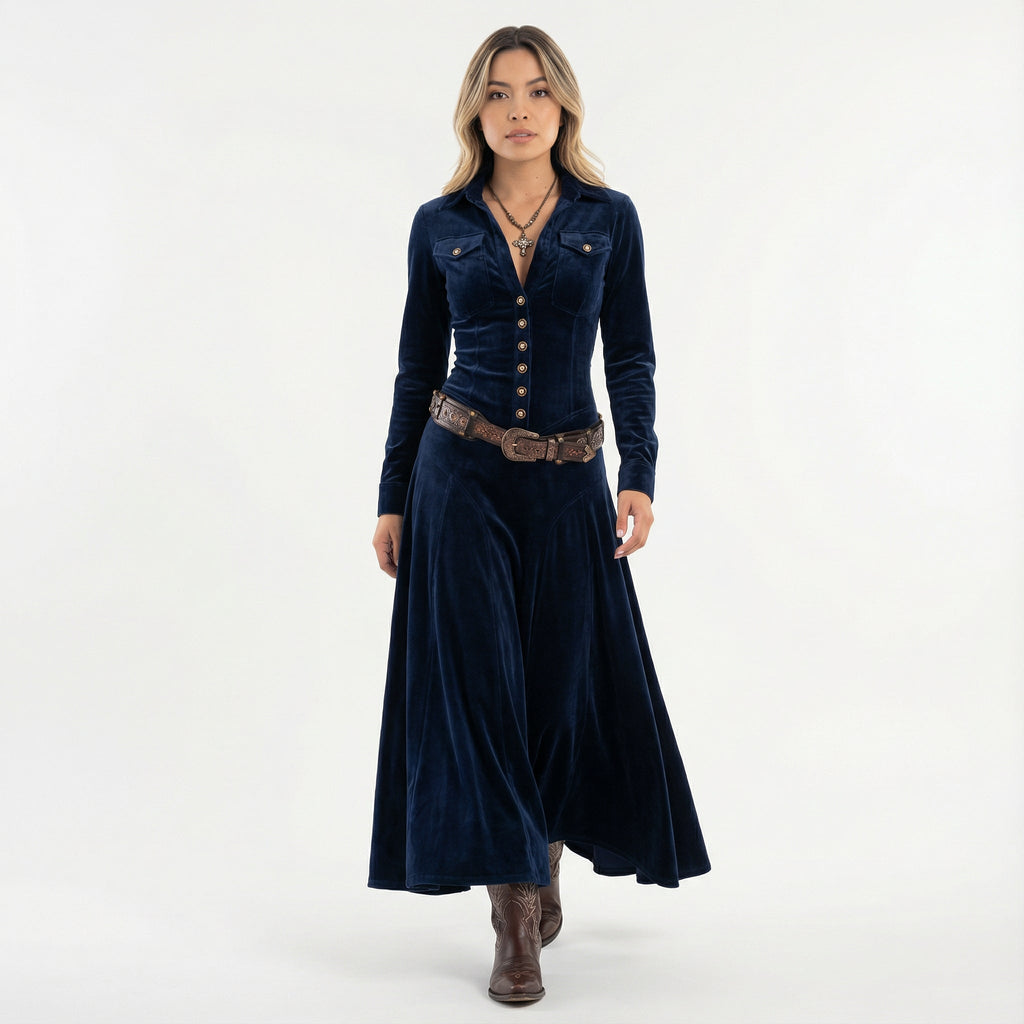 Elegantne Samet Maxi Kleid
