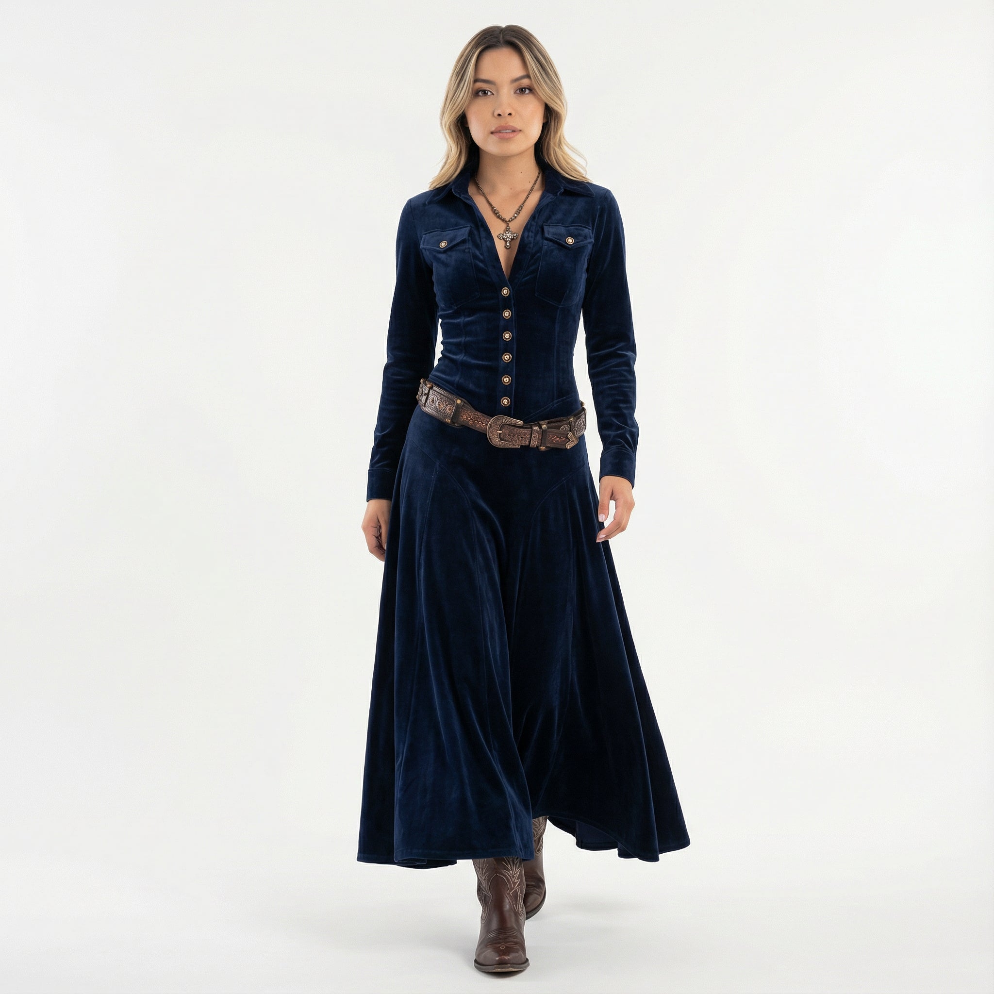Elegantne Samet Maxi Kleid