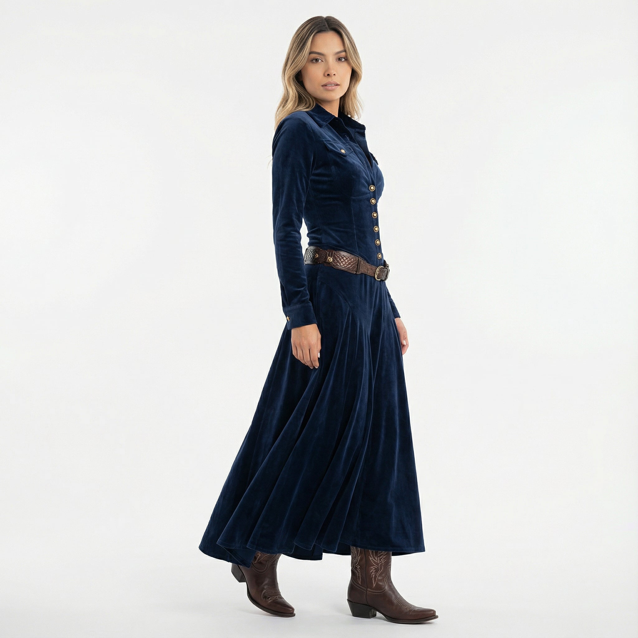 Elegantne Samet Maxi Kleid