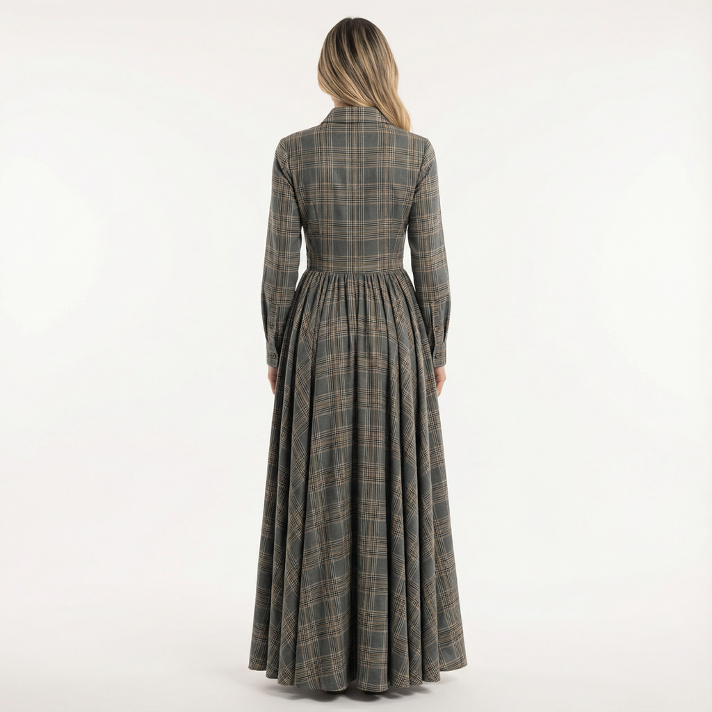 Elegantne Naiste Pikk Ruuduline Kleid