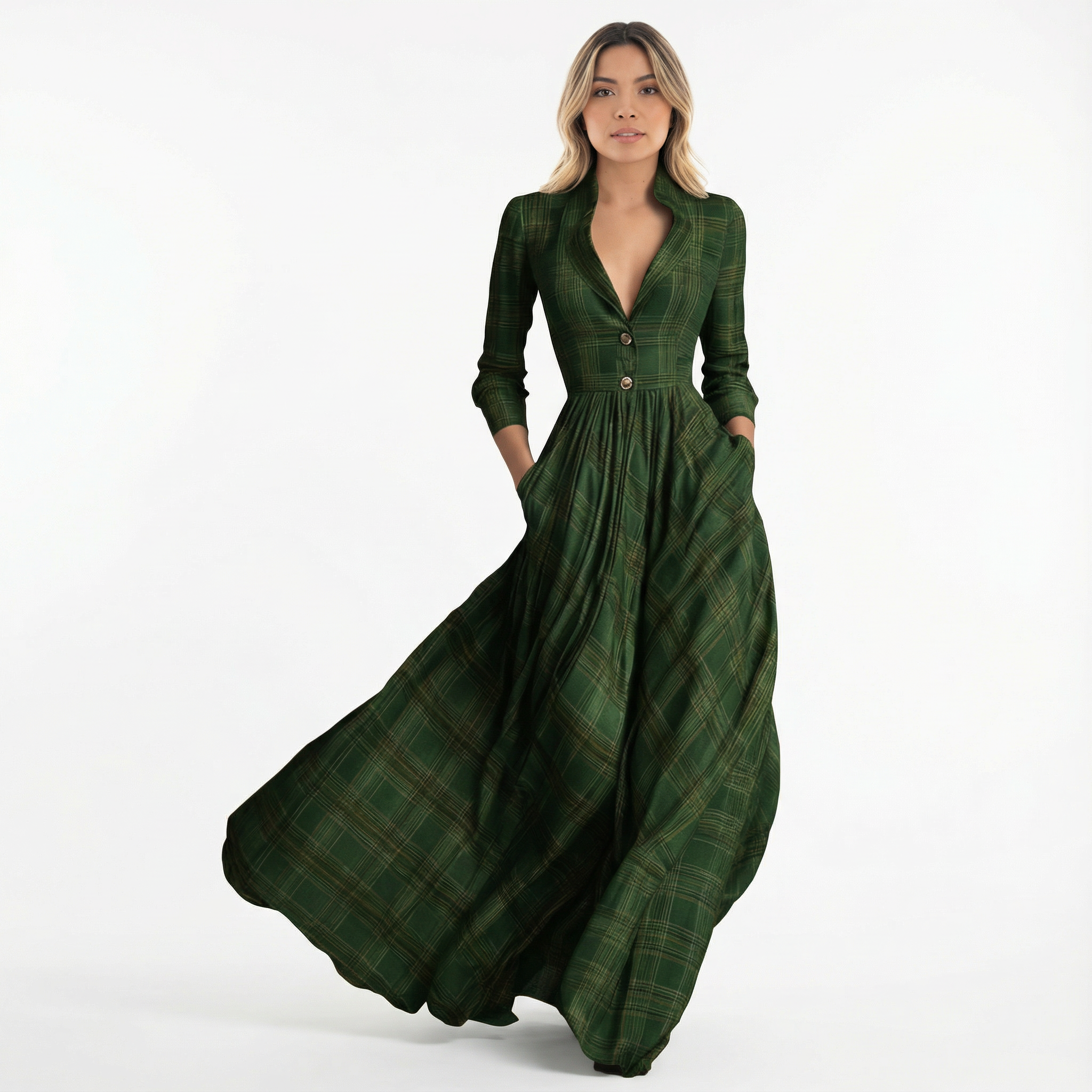 Elegantne Naiste Pikk Ruuduline Kleid