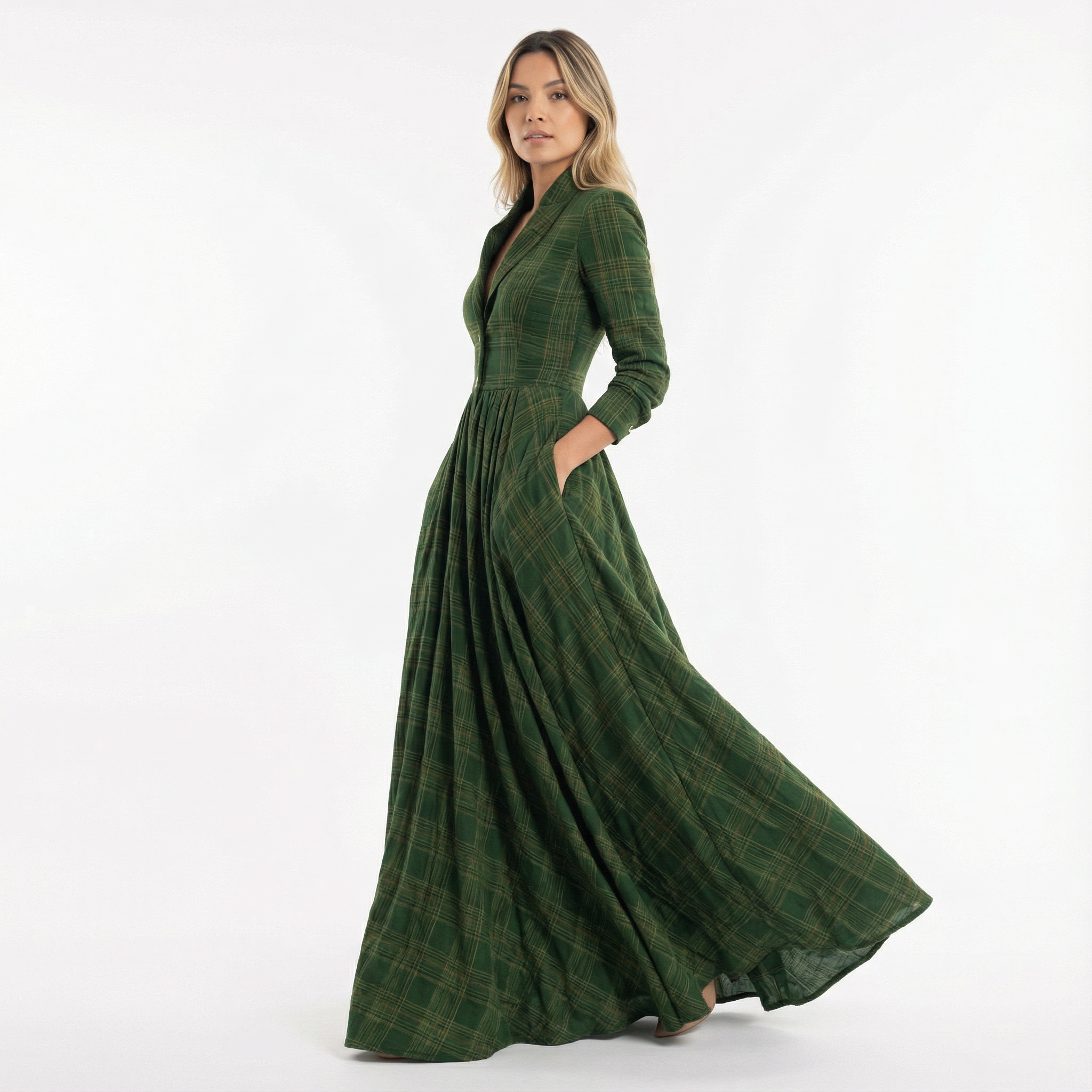 Elegantne Naiste Pikk Ruuduline Kleid