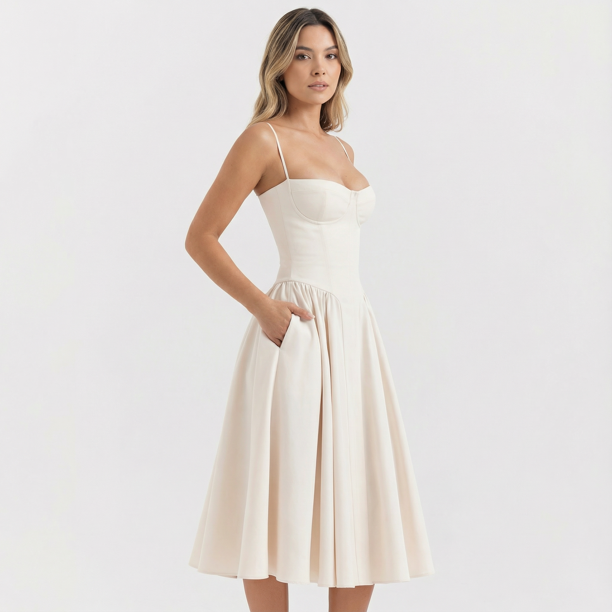 Elegantne Midi Korsett Kleidid Naistele