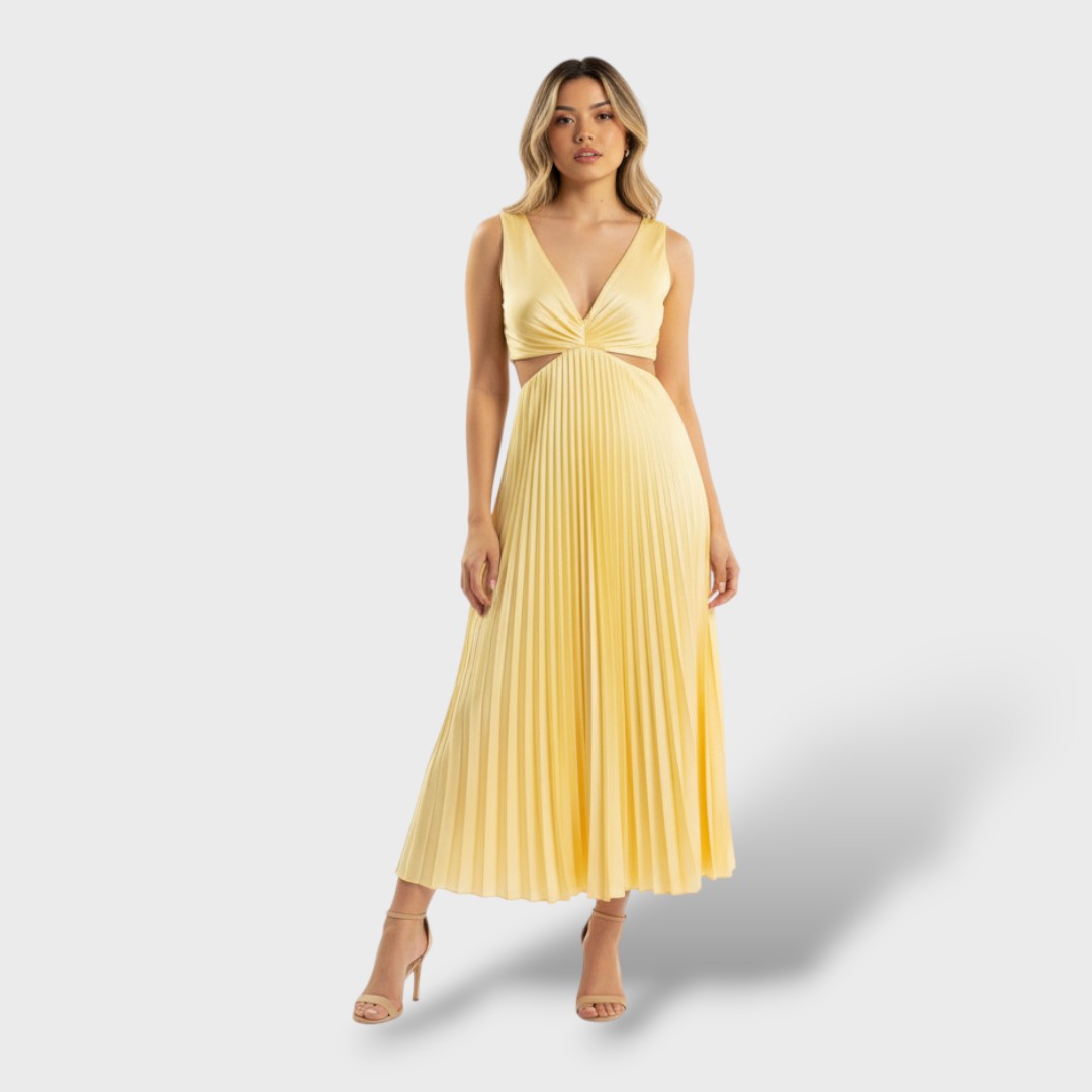 Elegantne naiste plisseeritud maxi kleit