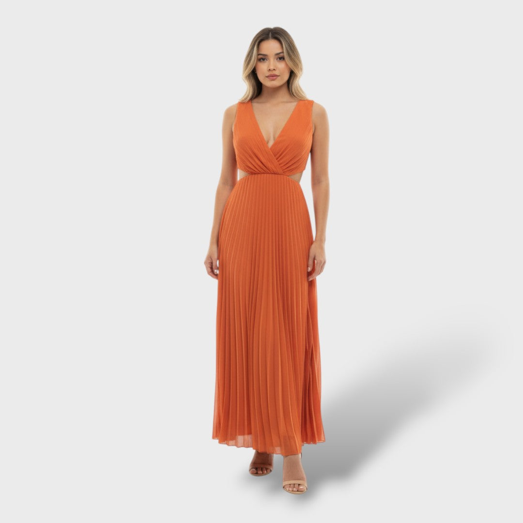 Elegantne naiste plisseeritud maxi kleit