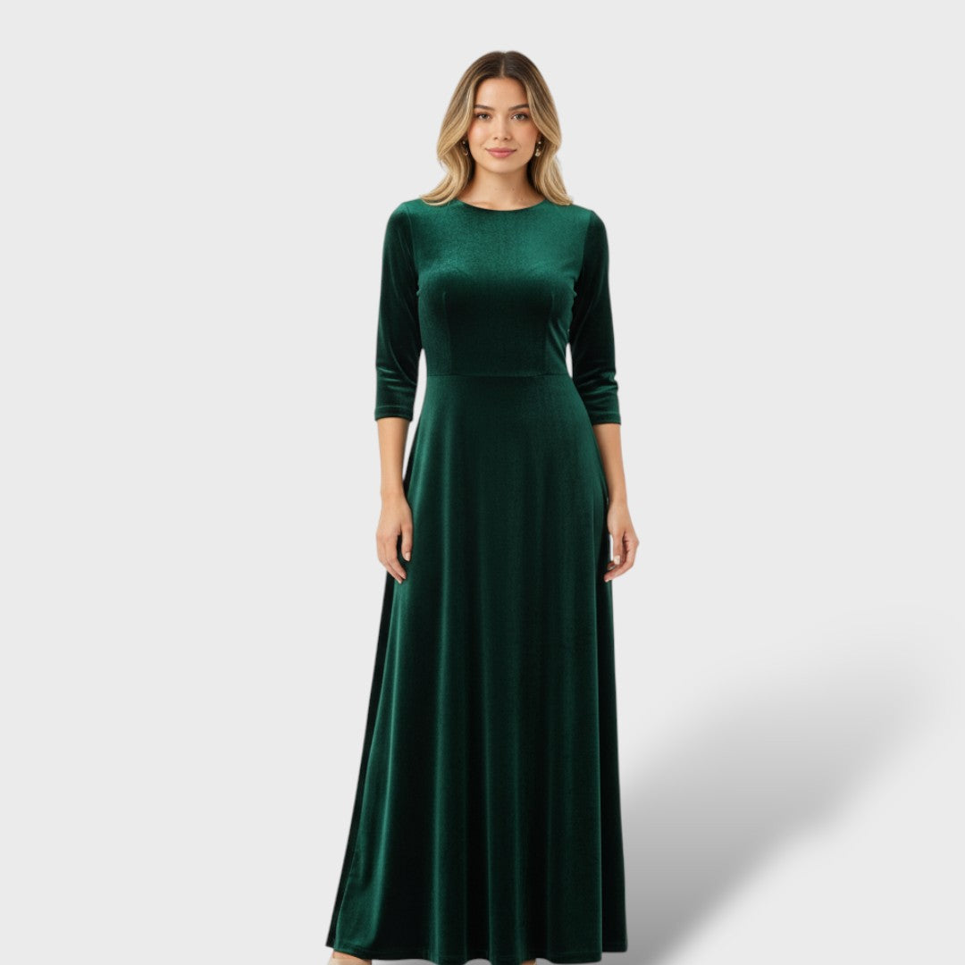 Elegantne pikkade varrukatega midi kleit