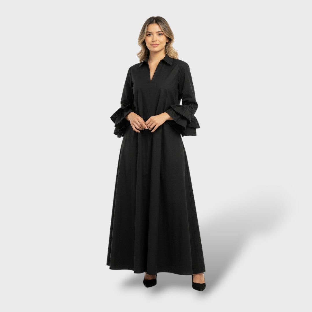 Elegantne Pikk Kleit Särgi Kraega