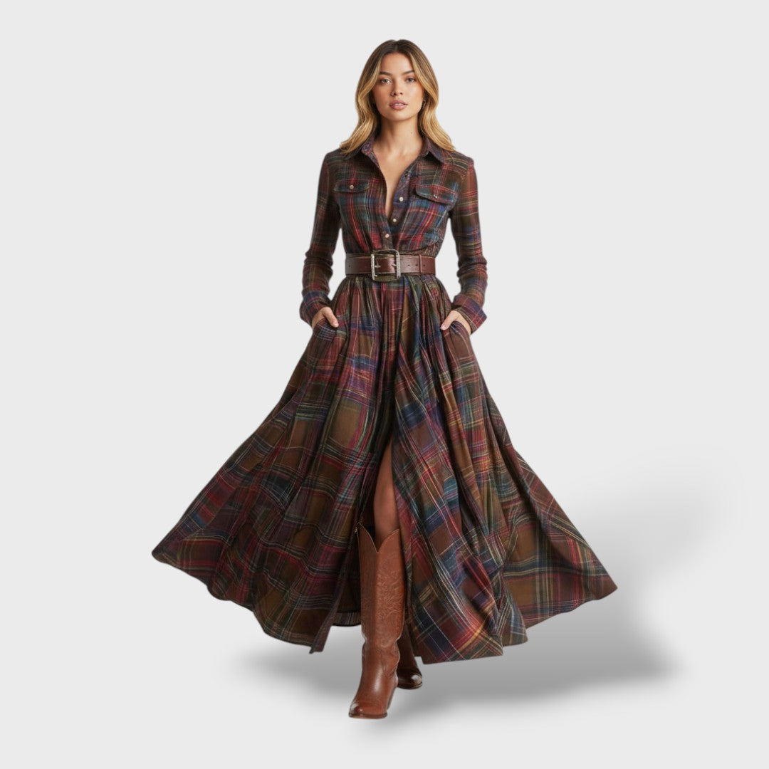 Naiste Sügisene Ruuduline Särk Kleid