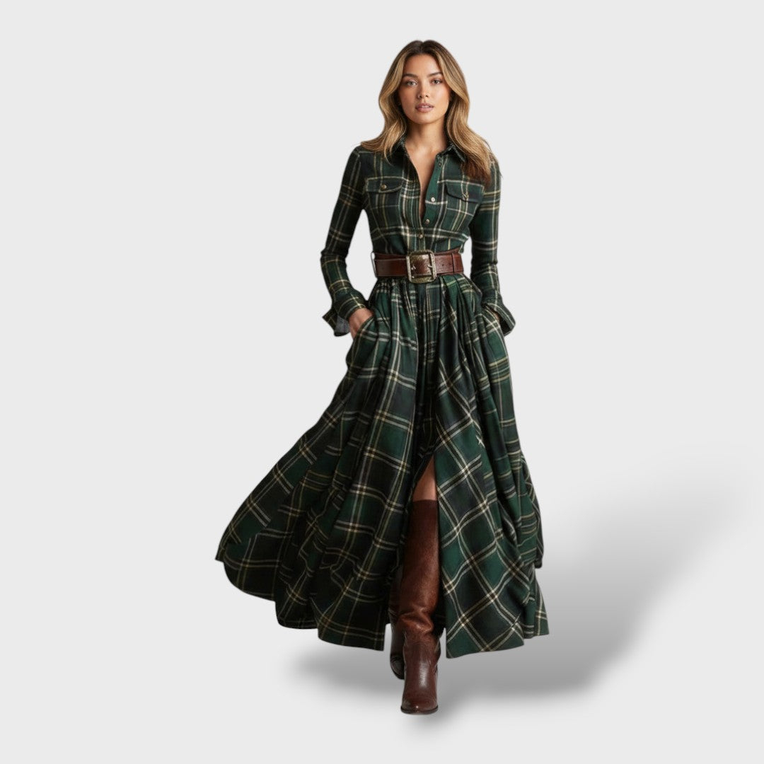 Naiste Sügisene Ruuduline Särk Kleid
