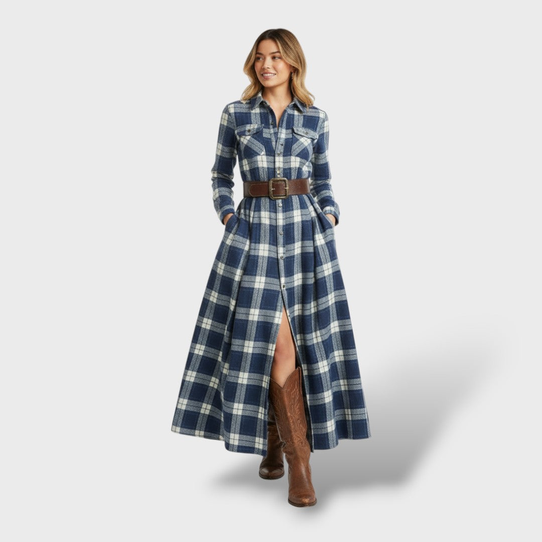 Naiste Sügisene Ruuduline Särk Kleid
