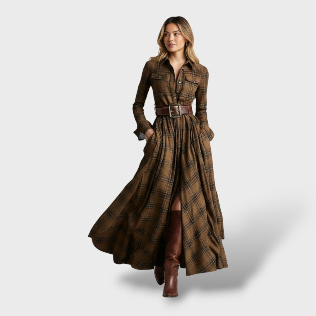 Naiste Sügisene Ruuduline Särk Kleid