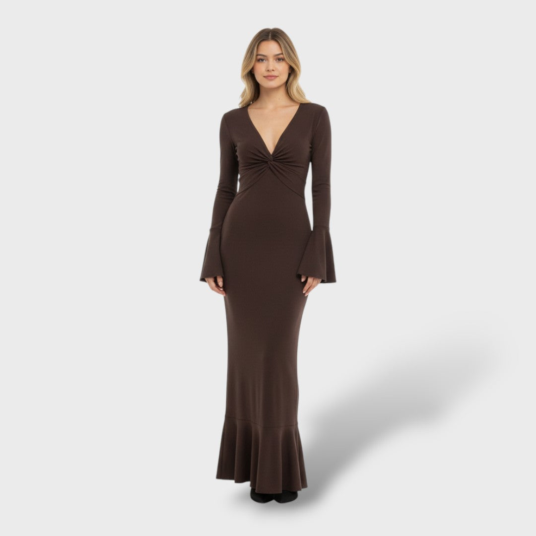 Pikk Elegantne Kleit V-kaelusega