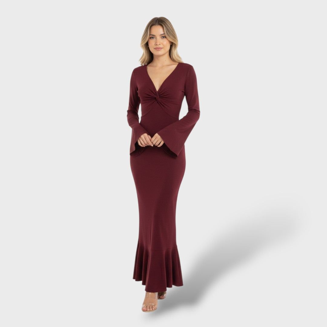 Pikk Elegantne Kleit V-kaelusega