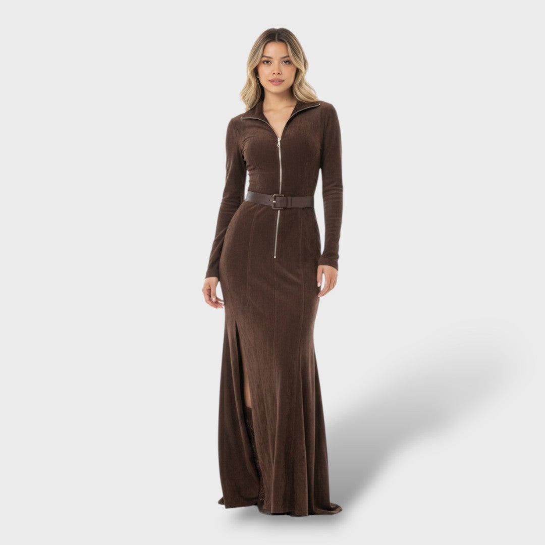 Elegantne Pikk Pruun Kleid