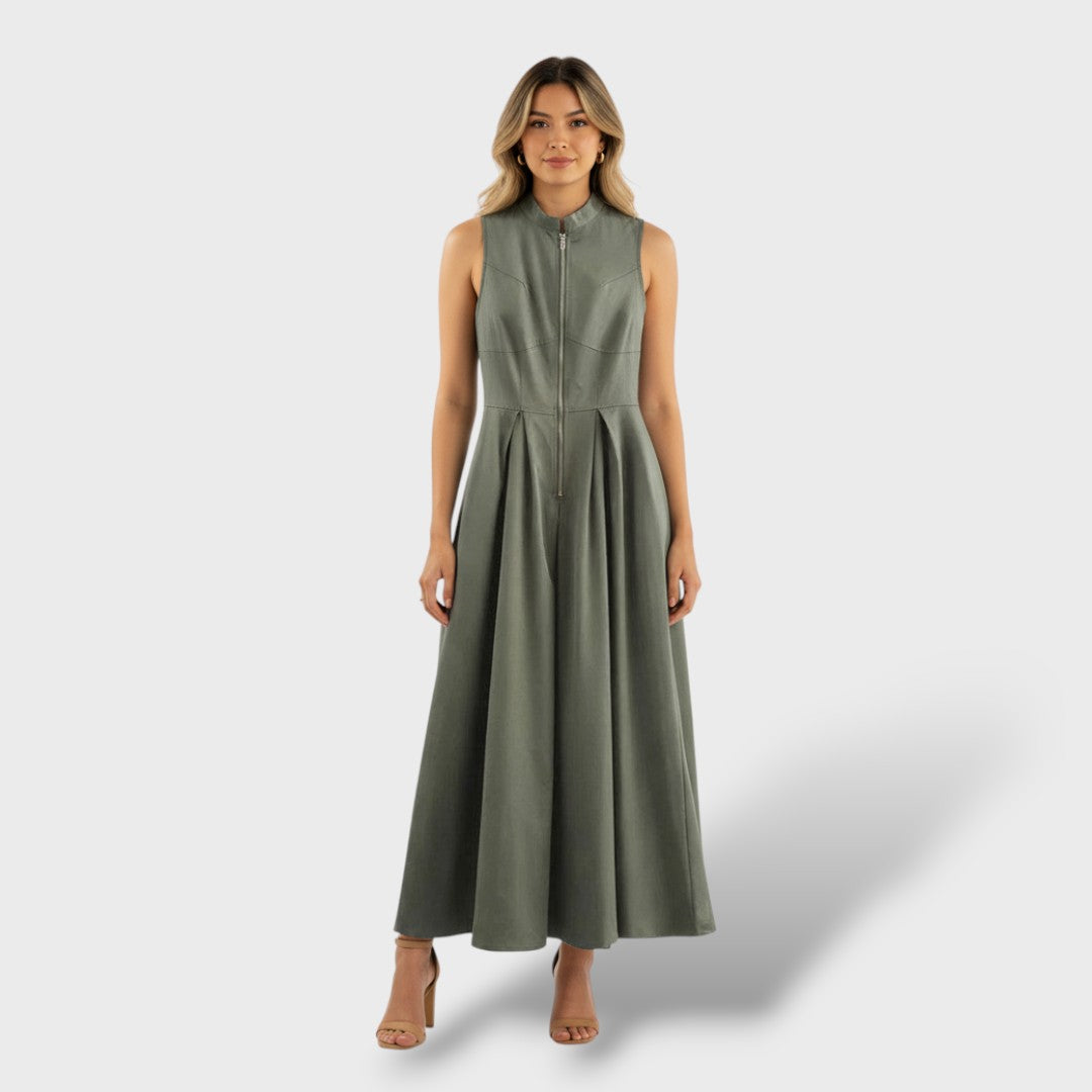 Elegantne midi kleit ilma varrukateta naistele