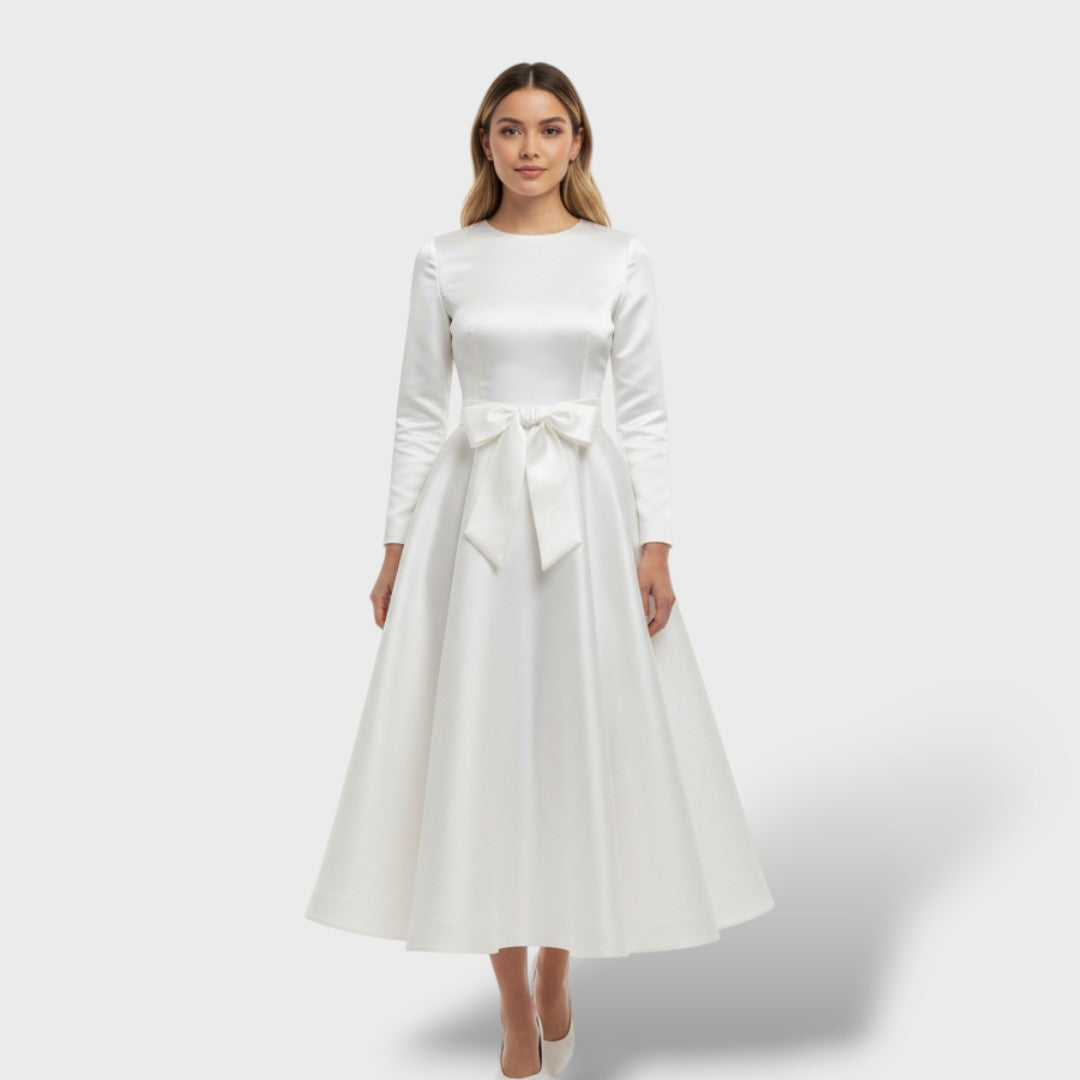 Elegantne midi kleit vöödiga