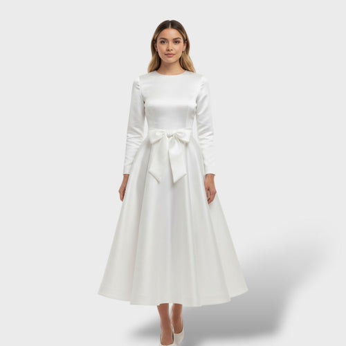 Elegantne midi kleit vöödiga