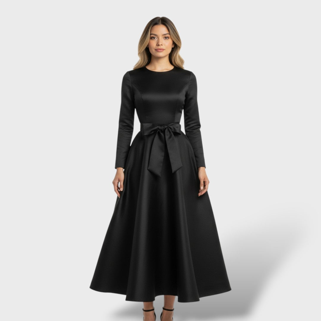 Elegantne midi kleit vöödiga