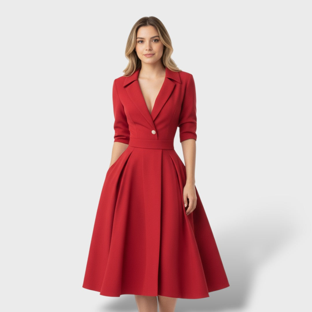 Elegantne A-line kleit, rõhutatud talje