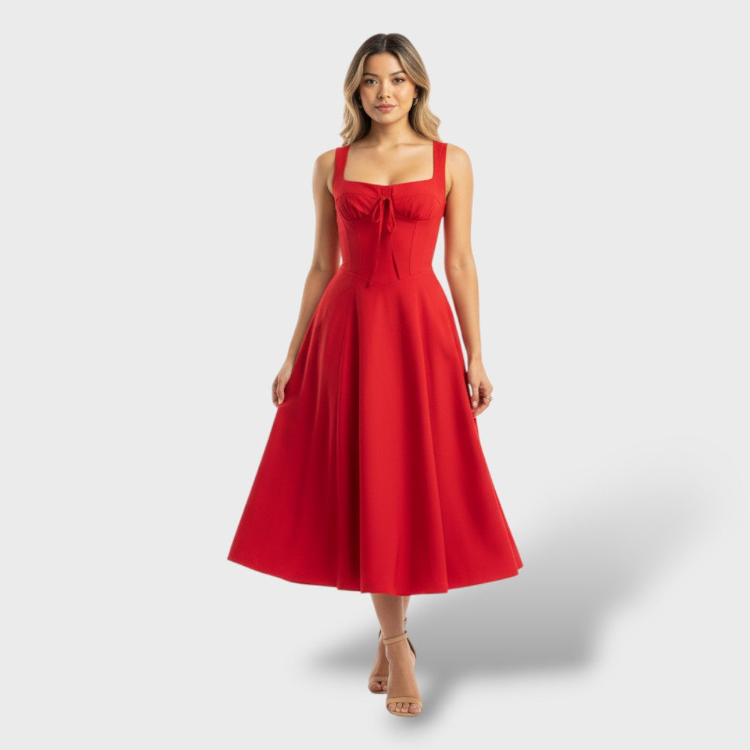 Elegantne Midi Kleit Korsetti Tagasi