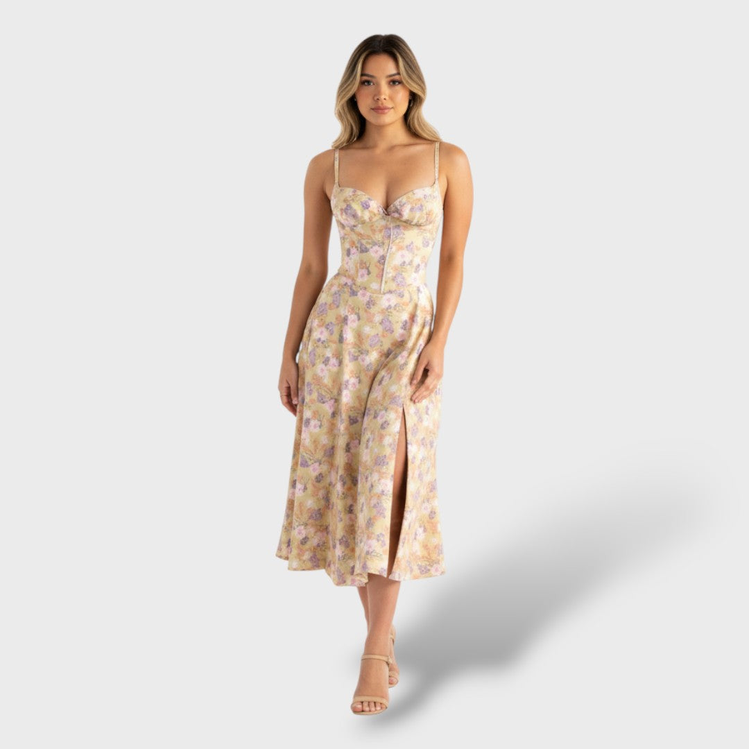 Elegantne Midi Kleit Korsetti Tagasi
