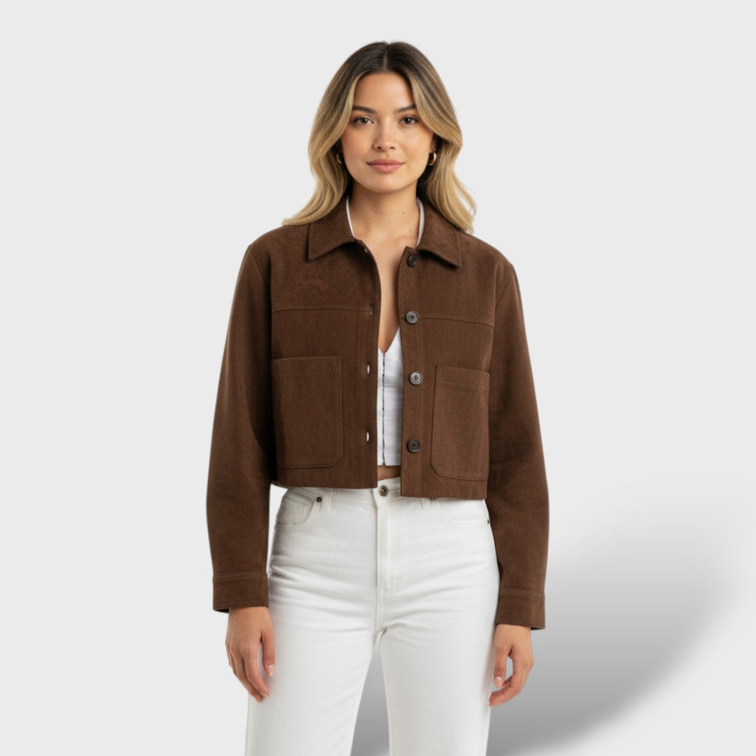 Lühike Suede Jakk Taskutega