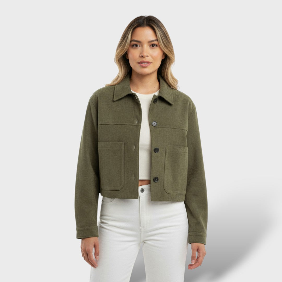Lühike Suede Jakk Taskutega