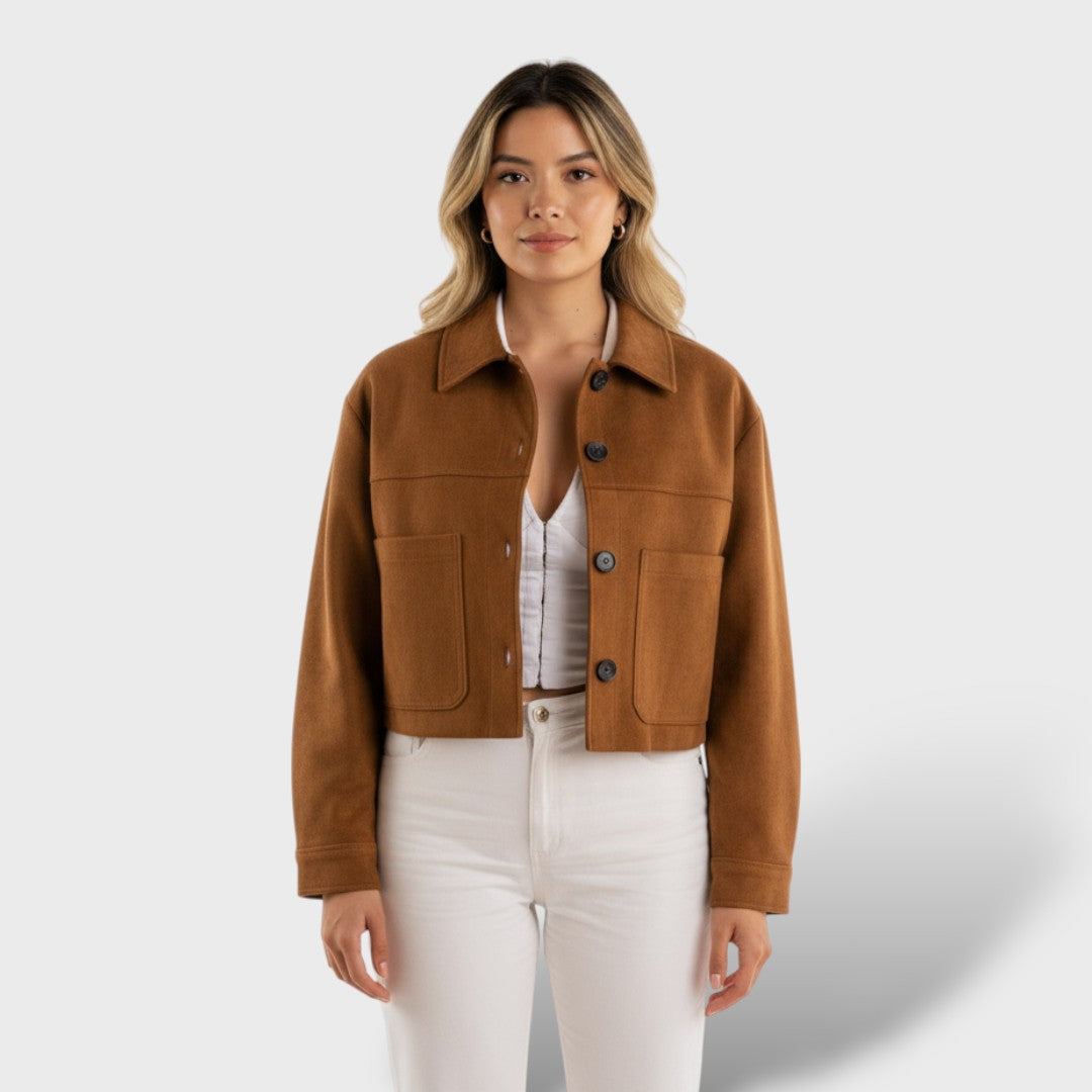 Lühike Suede Jakk Taskutega