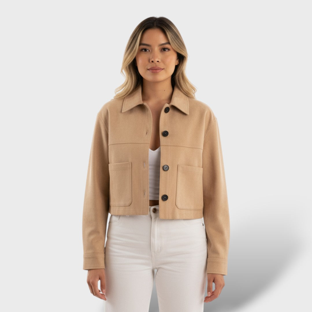 Lühike Suede Jakk Taskutega