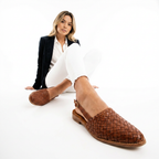 Ortopeedilised Slingback Sandalid Punutud Nahast