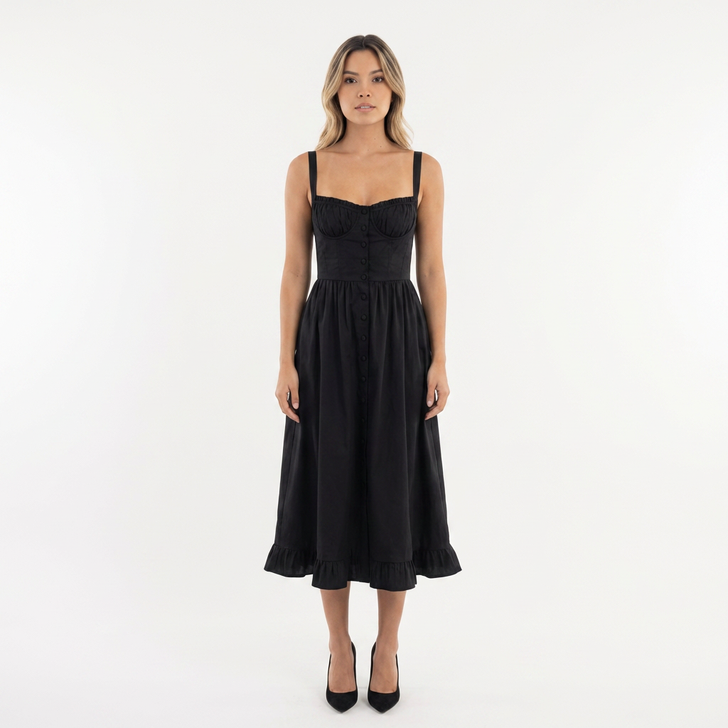 Elegantne midi volangkleit