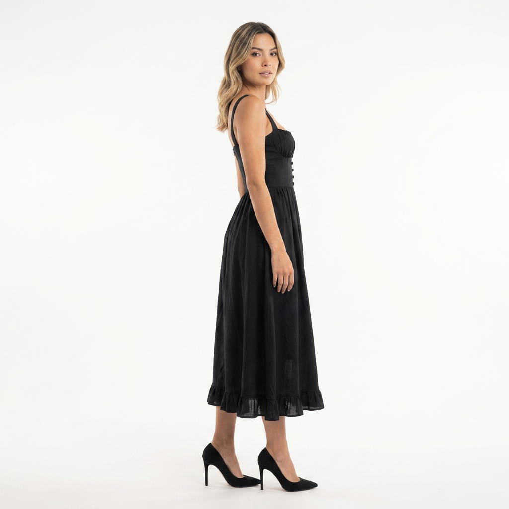 Elegantne midi volangkleit