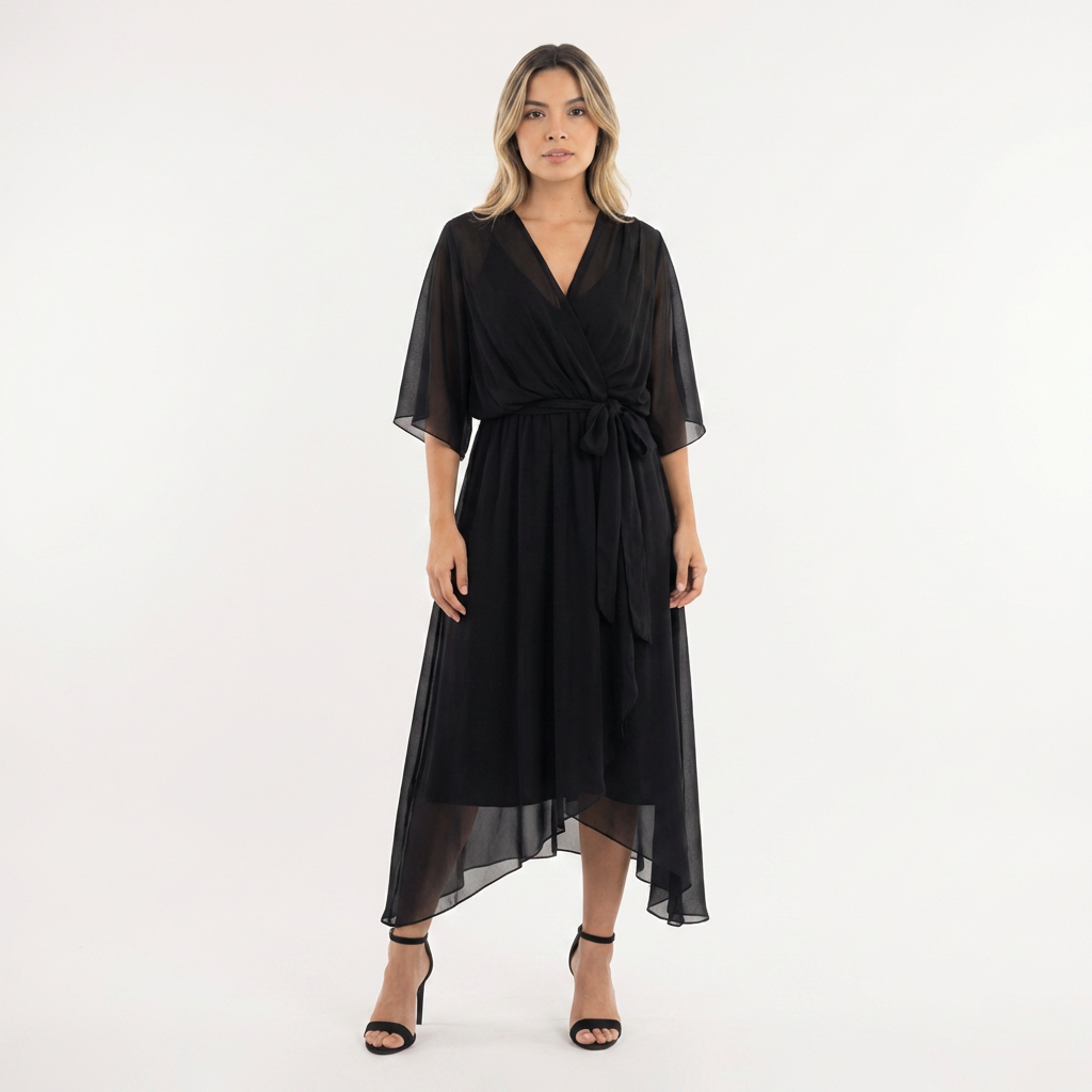 Elegantne midi ristitud kleit naistele