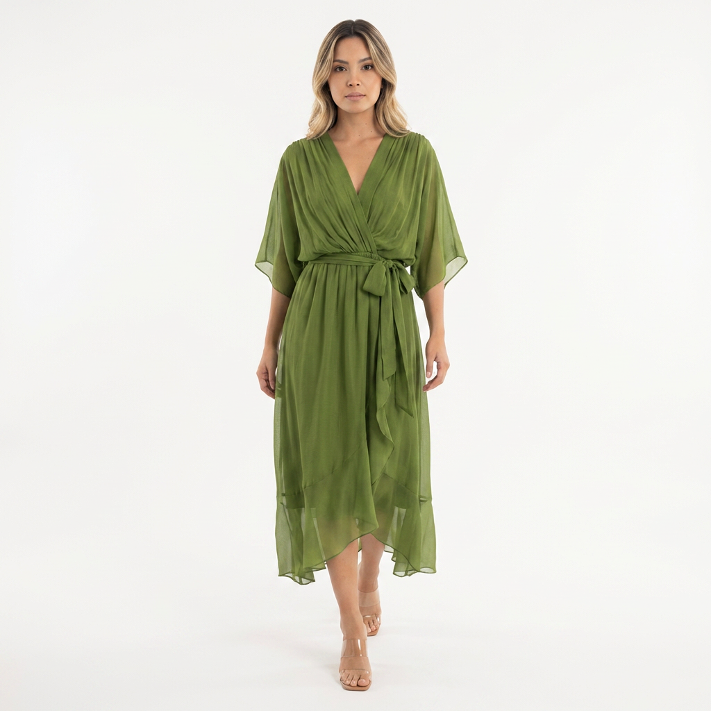 Elegantne midi ristitud kleit naistele