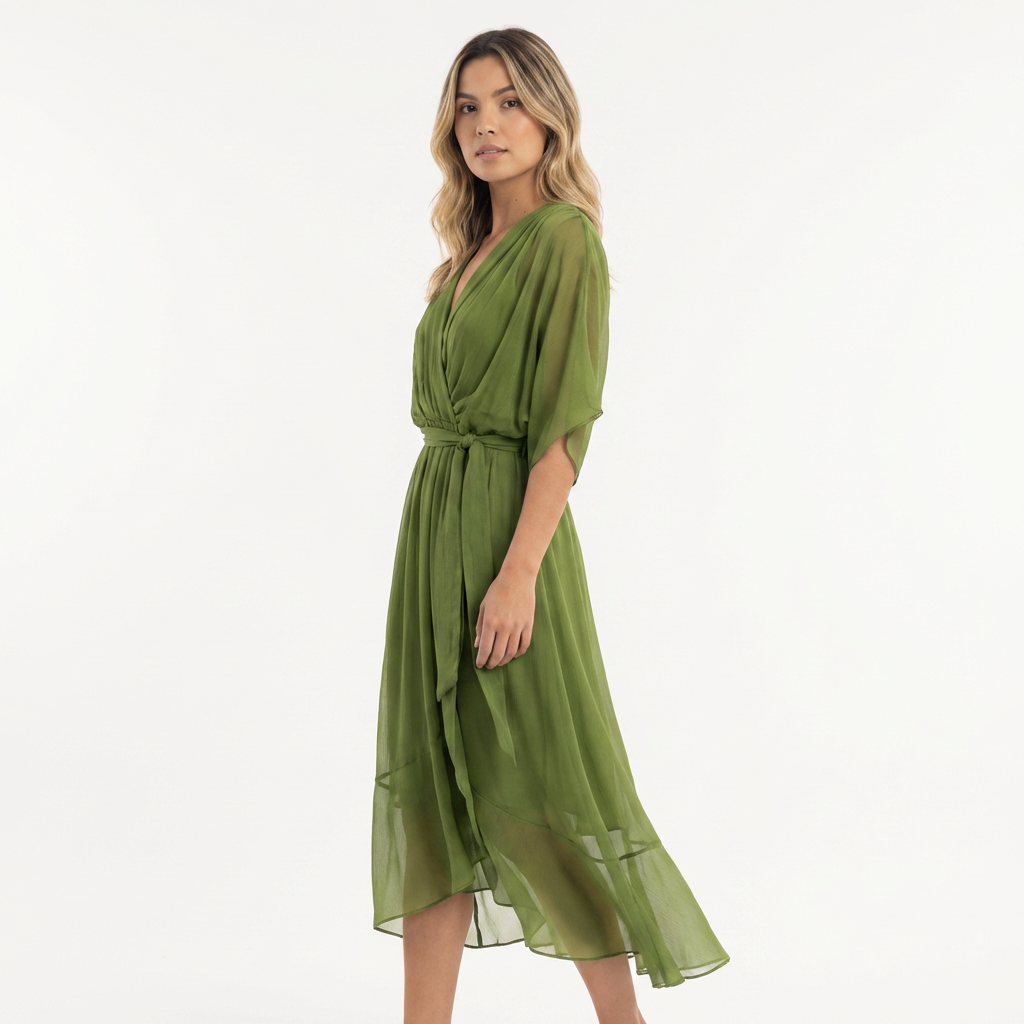 Elegantne midi ristitud kleit naistele