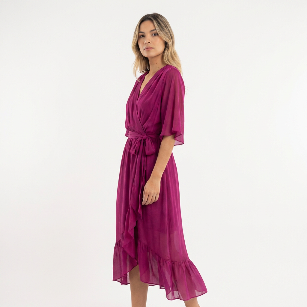 Elegantne midi ristitud kleit naistele