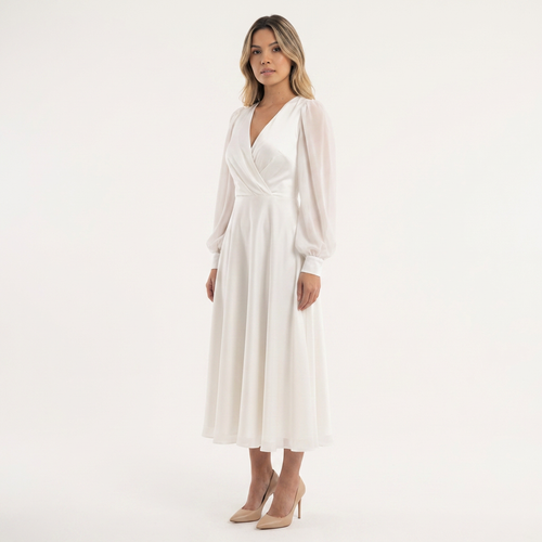 Elegantne midi pikkade varrukatega kleit