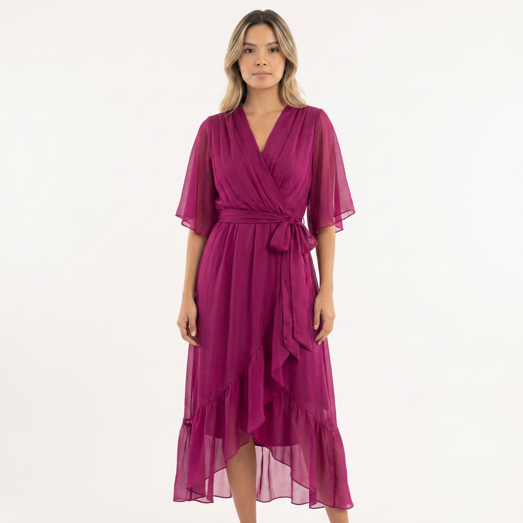 Elegantne midi ristitud kleit naistele
