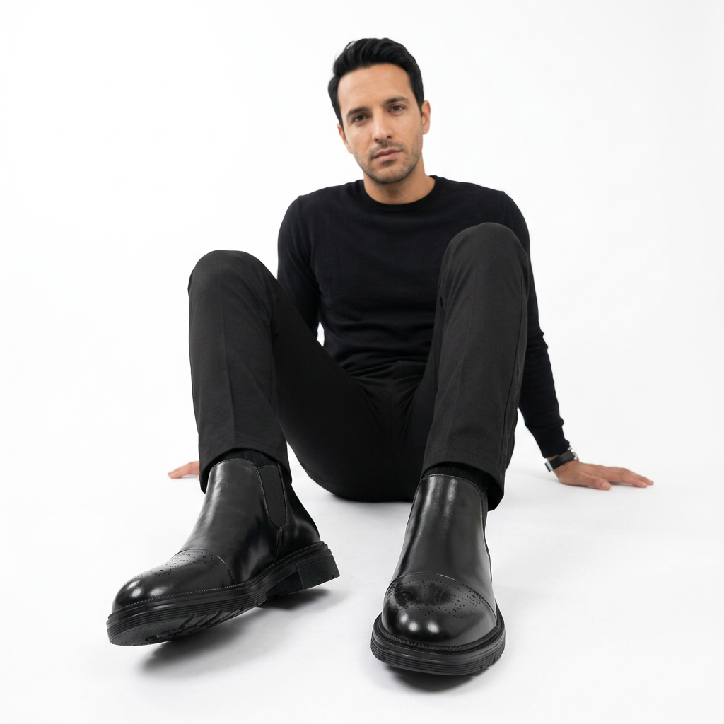 Meeste Nahast Mocasines Brogue Slip-On Paksu Tallaga