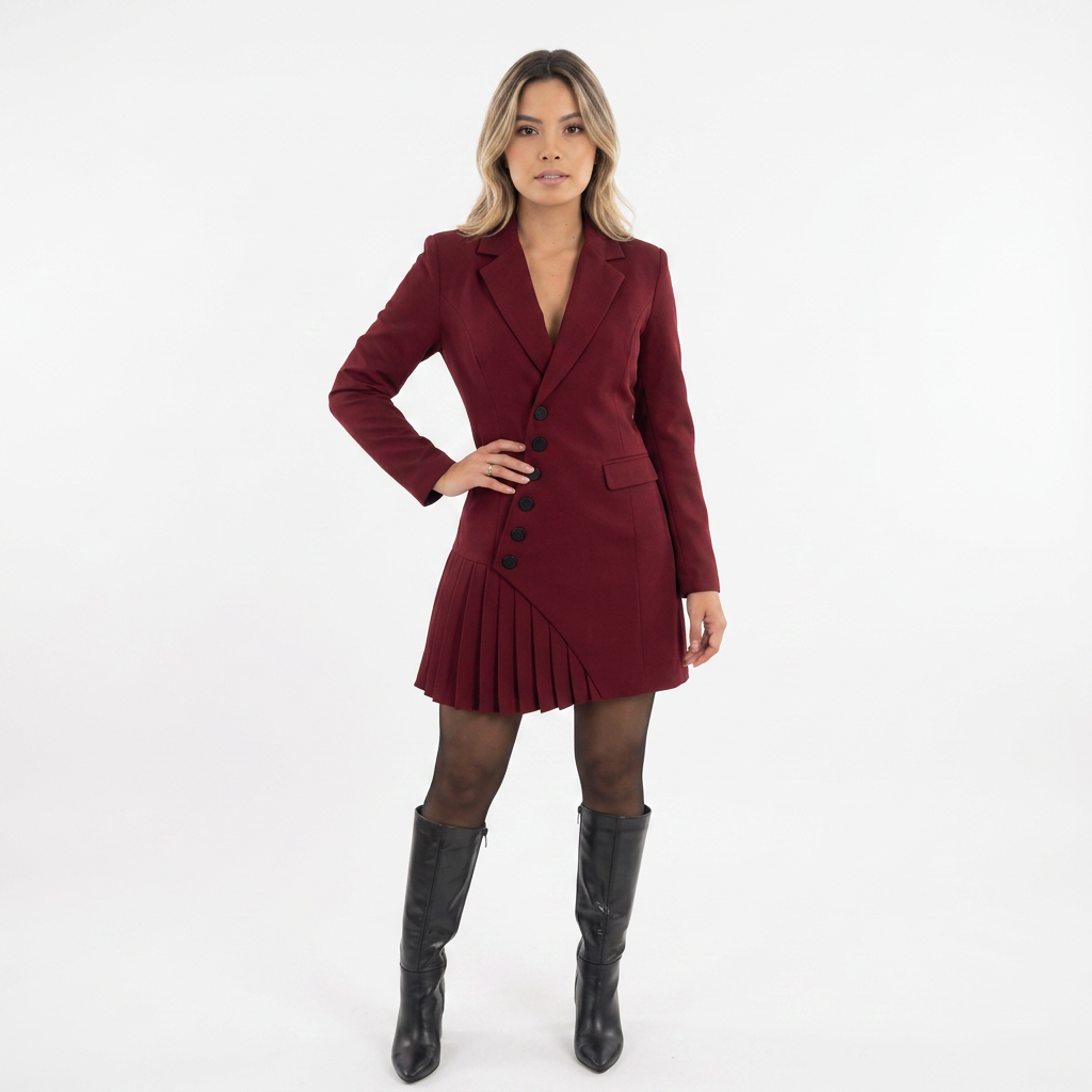 Plisseeritud Midi Blazer Kleit