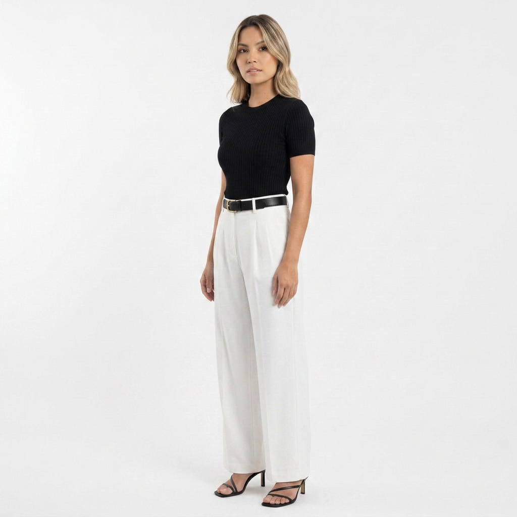 Pantalón Palazzo Sastre Pinzas Tiro Alto Mujer