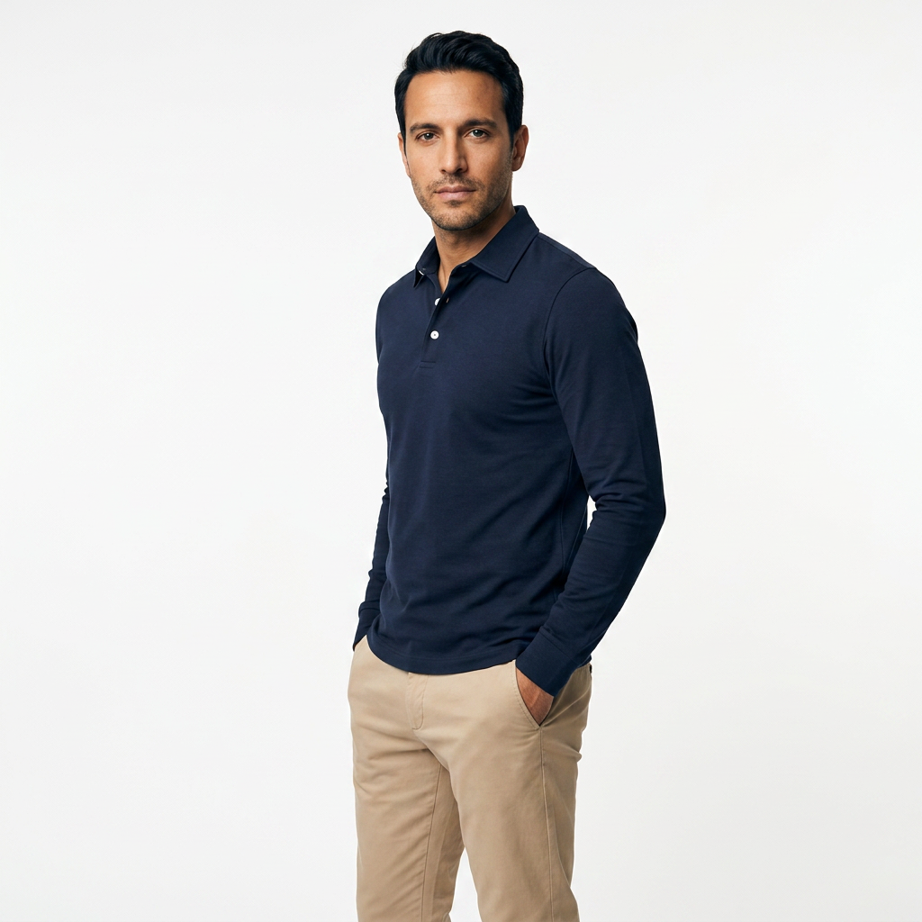 Klassikaline Slim Fit Pikakäised Polo Meestele