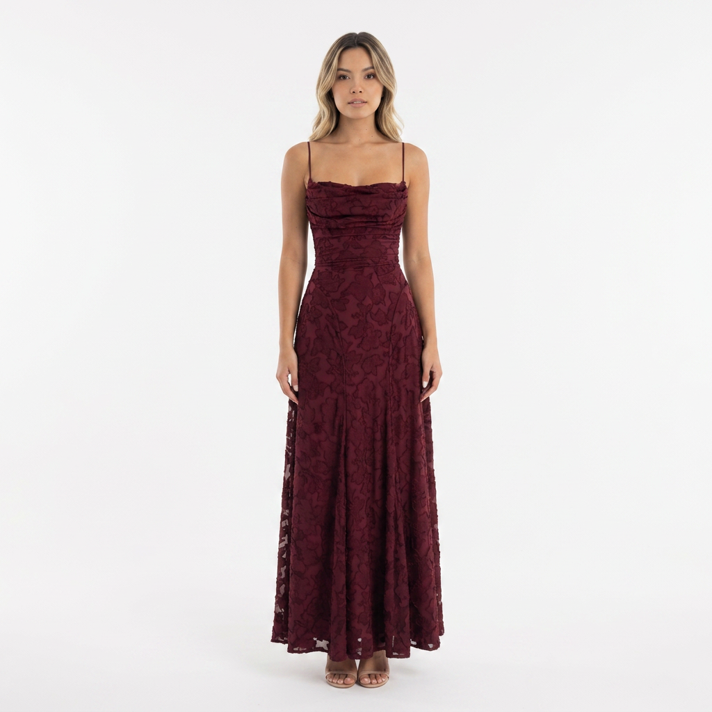 Pikk Jacquard Lilleline Kleit Õhukeste Rihmadega Maxi