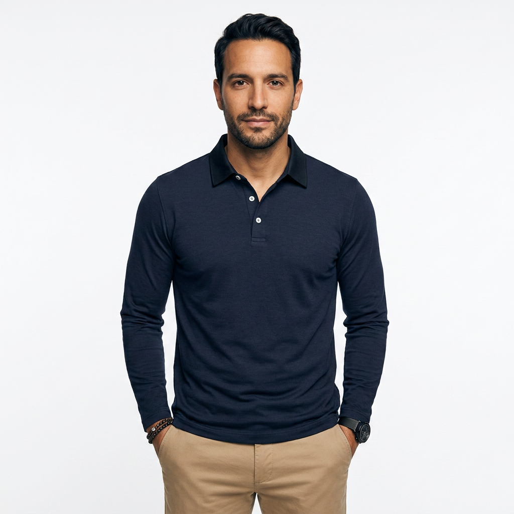 Klassikaline Slim Fit Pikakäised Polo Meestele