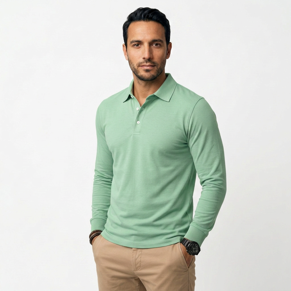 Klassikaline Slim Fit Pikakäised Polo Meestele