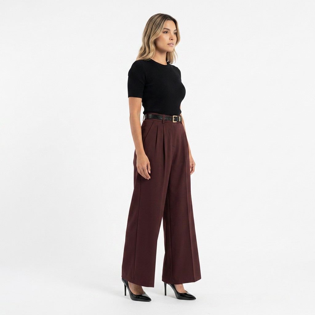 Pantalón Palazzo Sastre Pinzas Tiro Alto Mujer